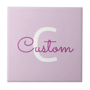 Script Name & Monogram Magenta & Light Purple Tile