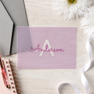 Script Name & Monogram Magenta & Light Purple Vellum Invitations