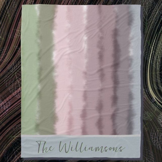 Script name ombre purple green grey stripes modern fleece blanket (Creator Uploaded)