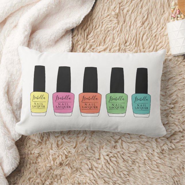 Script Name on Nail Polish Bottles Lumbar Cushion (Blanket)
