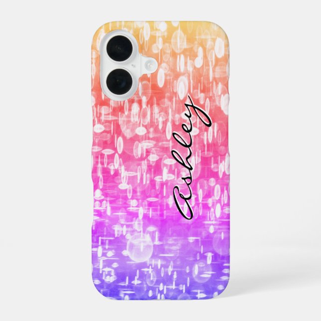 Script Name on Rainbow Sequins  iPhone 16 Case (Back)