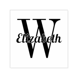 Script Name Over Single Initial #1 Self-inking Stamp