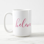 Script Name Personalised Gift Custom Pink White Coffee Mug<br><div class="desc">A gorgeous water bottle featuring a custom name in a modern,  elegant script font. In pink and white. Wonderful as a Mother's Day,  holiday,  birthday,  housewarming or bridesmaid gift.</div>