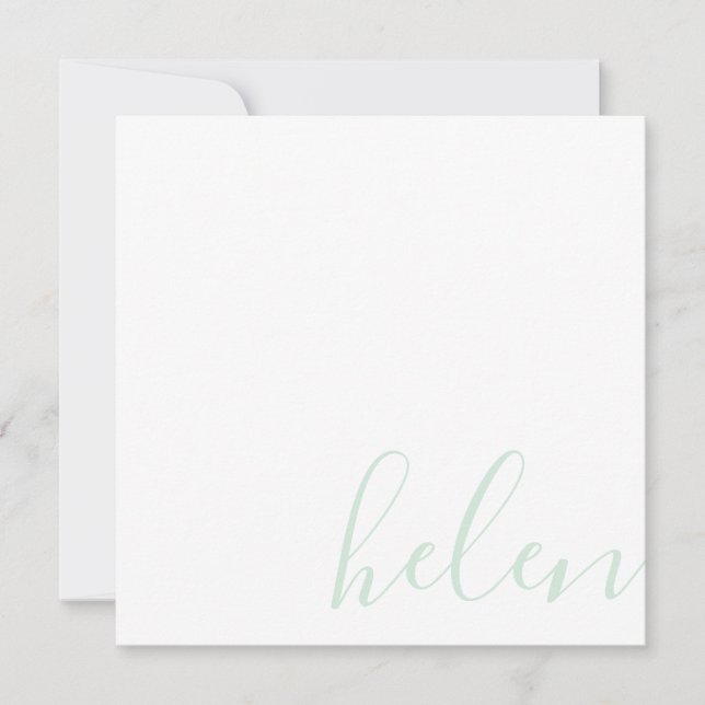 Script Name Personalised Pastel Mint Green Card (Front)