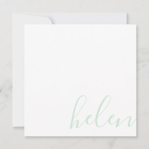Script Name Personalised Pastel Mint Green Card