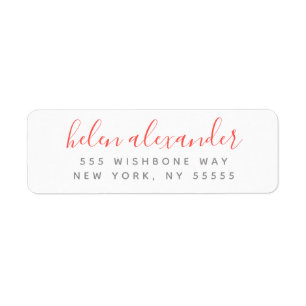Script Name Personalized Coral Return Address