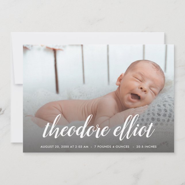 Script Name Photo Overlay Birth Announcement (Front)