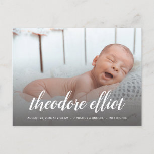 Script Name Photo Overlay Birth Announcement Postcard