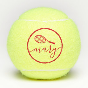 Script Name Pretty Red Personalised Tennis Balls