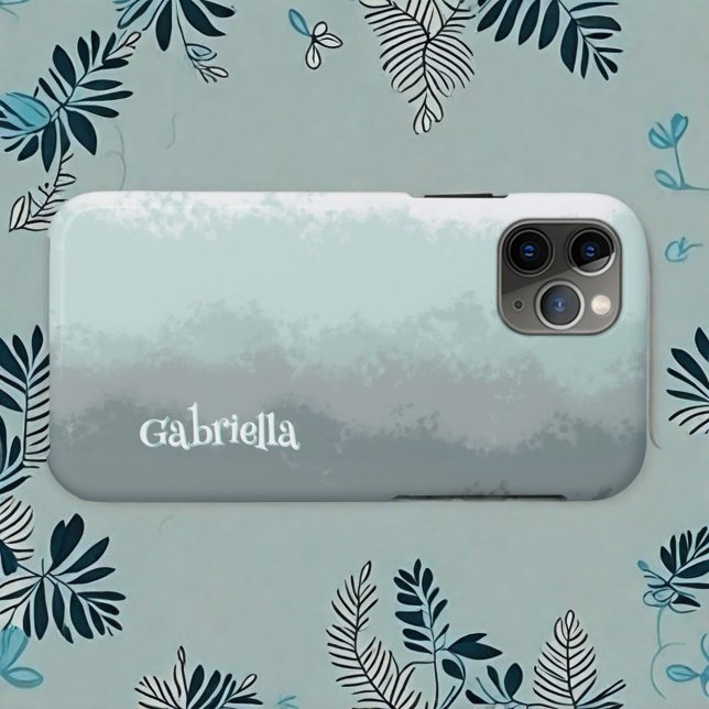 Script name simple ombre teal modern abstract line Case-Mate iPhone case (Creator Uploaded)