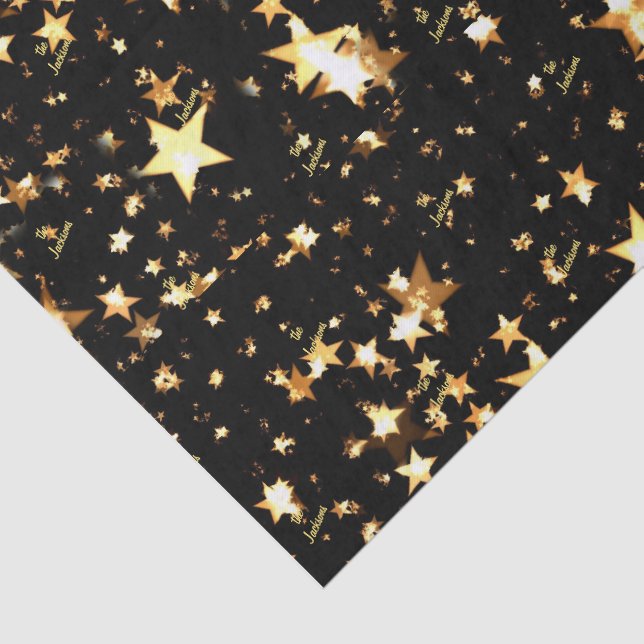 Script Name Tissue Paper Black & Gold Stars (Detail)