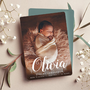 Script Name Vertical Photo Birth Announcement
