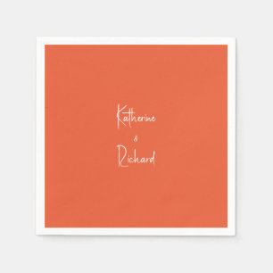 Script Names Orange Wedding Cocktail  Napkins