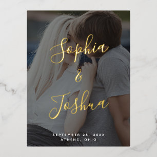 Script Names Vellum Look Photo Save the Date Gold Foil Invitation Postcard