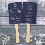 Script Navy Blue Anchor Nautical Wedding Program Hand Fan<br><div class="desc">This stylish navy blue nautical wedding program,  featuring a ship's anchor can be personalised with your special wedding day information featuring chic modern typography. Designed by Thisisnotme©</div>