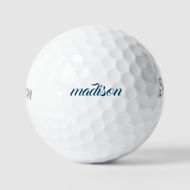 Script Navy Blue Name  Golf Balls (Front)
