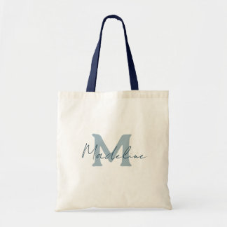 Script navyblue custompersonalized bridesmaid gift tote bag