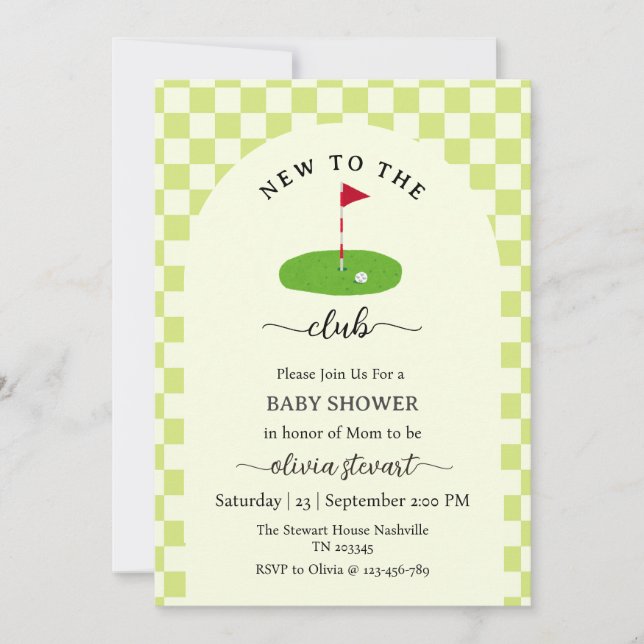 Script new to the club golf Baby Shower Invitation (Front)