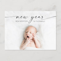 Script New Year New Baby Birth Announcement Photo