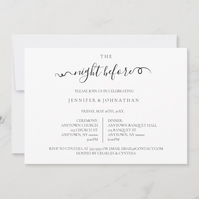 Script Night Before Rehearsal Dinner Invitation (Front)