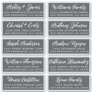 Script  Off-Black Wedding Guest Address Labels