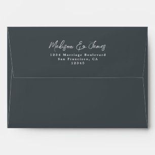 Script Off-Black Wedding Return Address Envelope