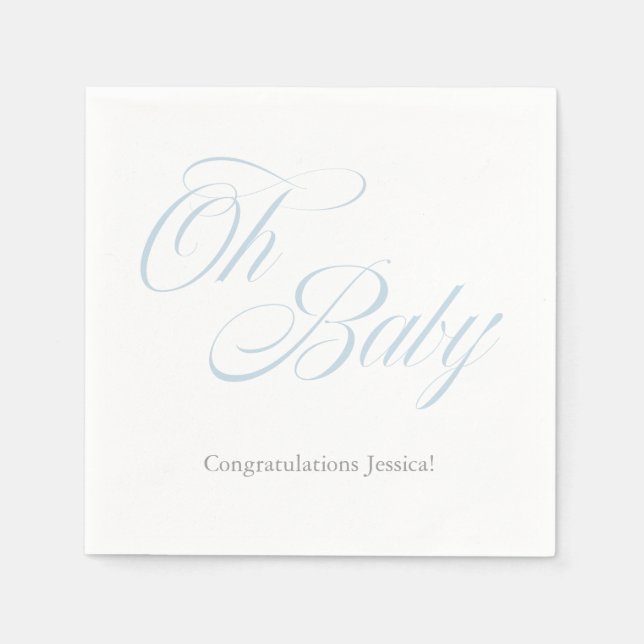 Script Oh Baby | Baby Shower | It's A Boy Napkin (Front)