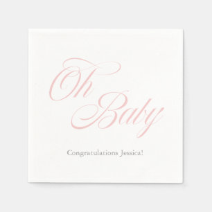 Script Oh Baby   Baby Shower   It's A Girl Napkin