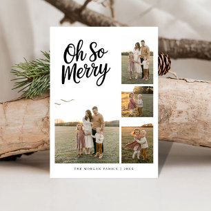 Script Oh So Merry Family 4 Photo Christmas Card