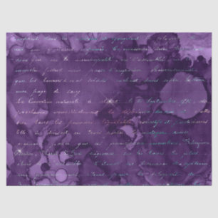 Script on Abstract Purple Decoupage Tissue Paper