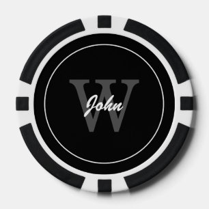 Script One Letter Monogram Poker Chips