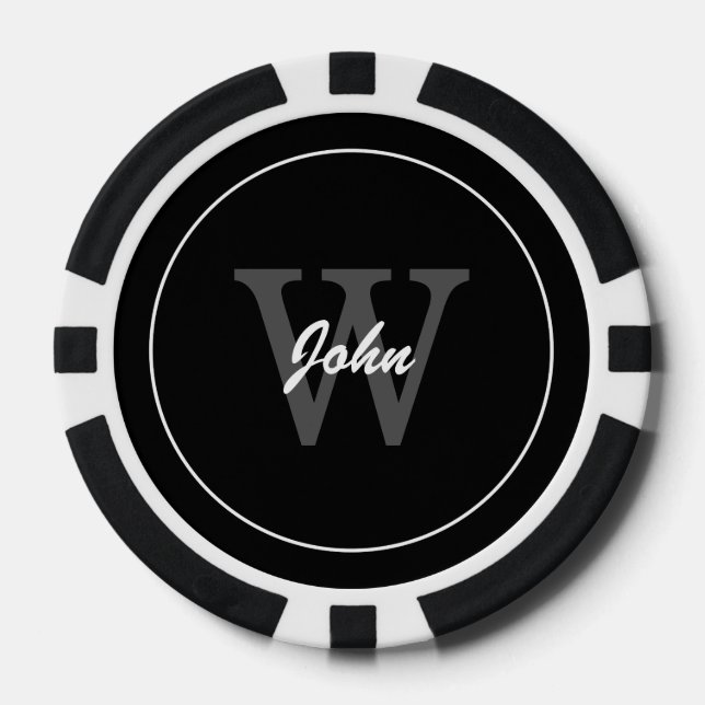 Script One Letter Monogram Poker Chips (Front)