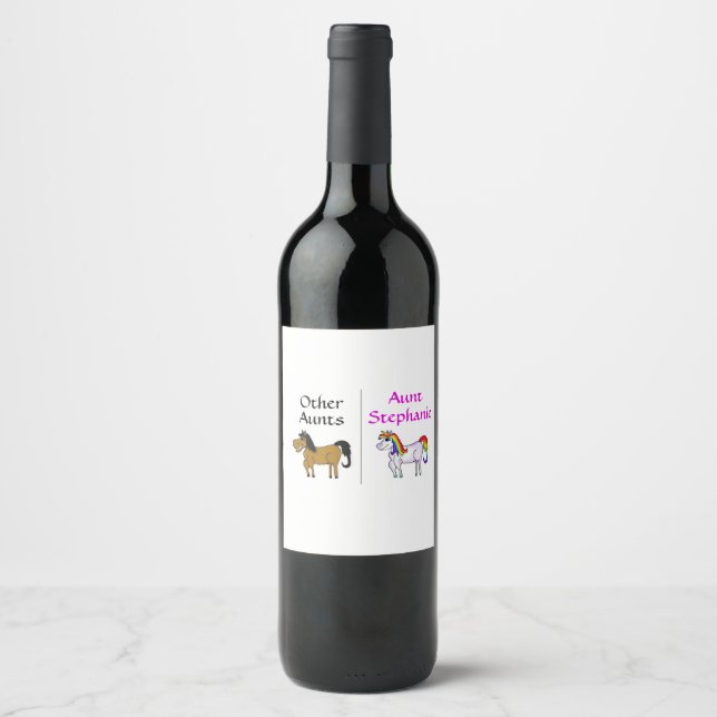 Script Other Aunts Me Name Funny Aunt Gift Wine Label (Front)