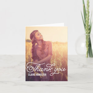 Script Overlay Graduation Thank You Card