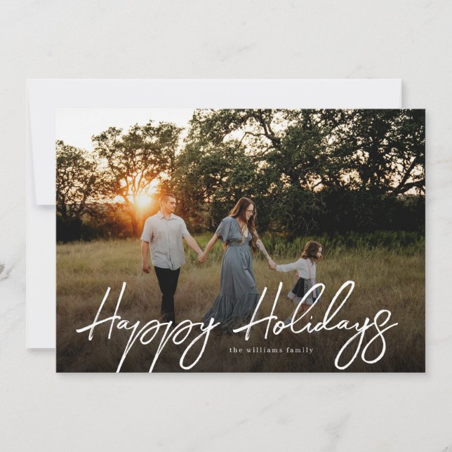 Script Overlay Holiday Photo Card (Front)