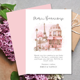 Script Paris Cafe Merci Thank You Baby Shower  Card