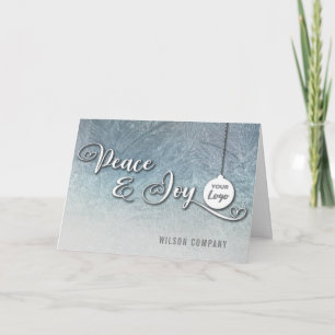 Script Peace & joy corporate logo Holiday Card