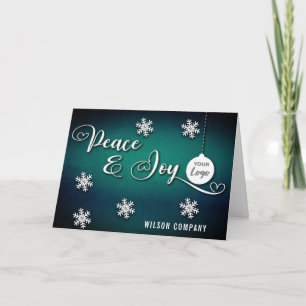 Script Peace & joy corporate logo Holiday Card