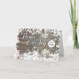 Script Peace & joy corporate logo Holiday Card