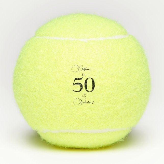 Script Personalised 50 & Fabulous Tennis Ball (Front)