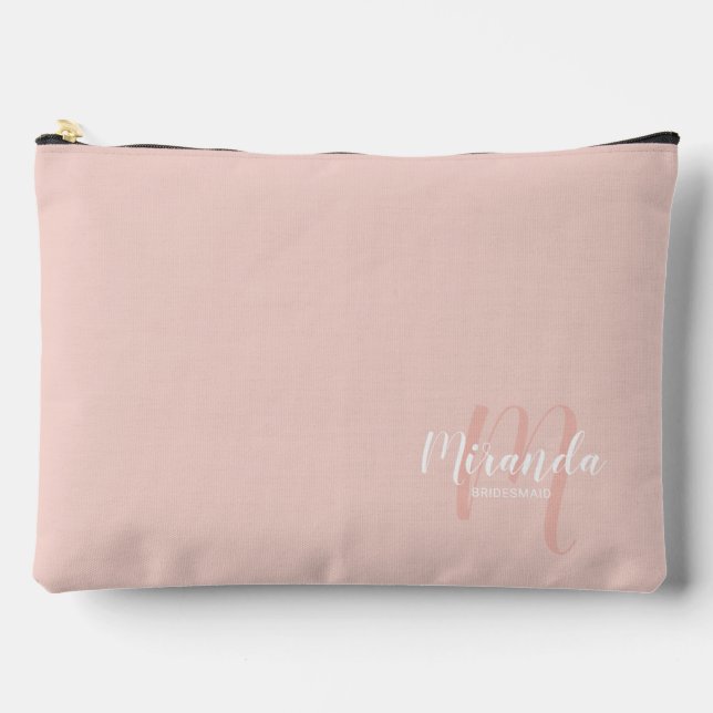Script Personalised Bridesmaid Monogram Name Accessory Pouch (Front)