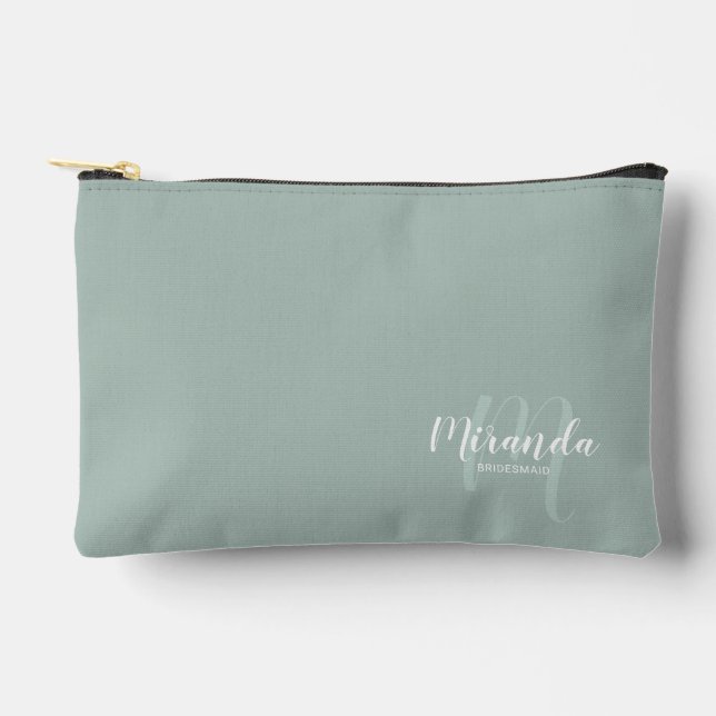 Script Personalised Bridesmaid Monogram Name Accessory Pouch (Front)