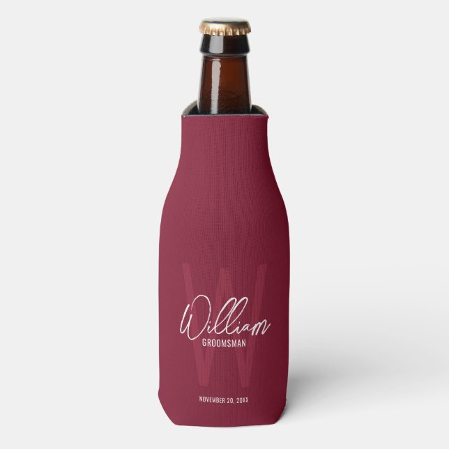 Script Personalised Groomsman's Name Bottle Cooler (Bottle Front)