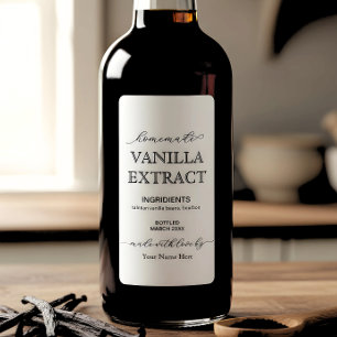 Script Personalised Homemade Vanilla Extract Label