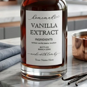 Script Personalised Homemade Vanilla Extract Label