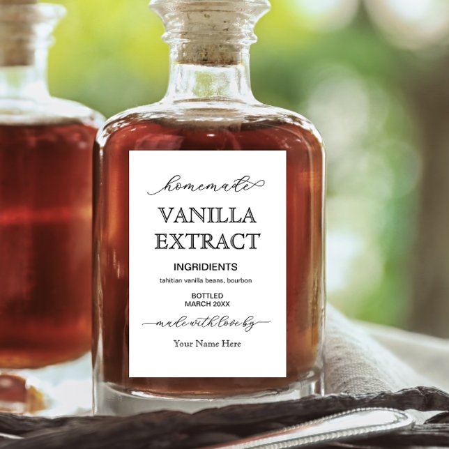 Script Personalised Homemade Vanilla Extract Label (Creator Uploaded)