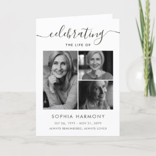Script Photo Collage Celebration of Life Program Card