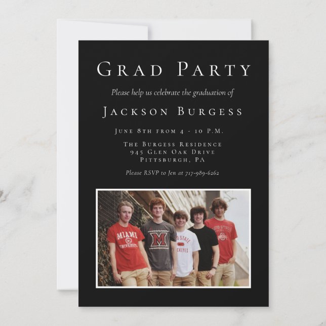 Script Photo Collage Graduation Party Invitation (Back)