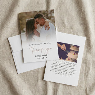 Script photo gradient effect romantic wedding thank you card