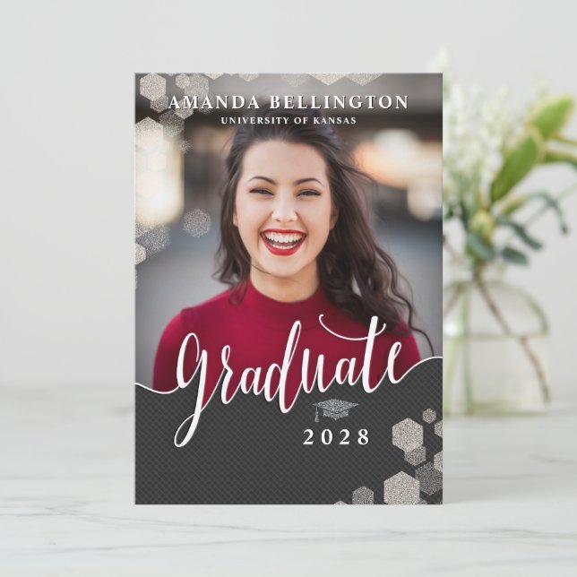 Script Photo Graduation Party Invitation (Standing Front)